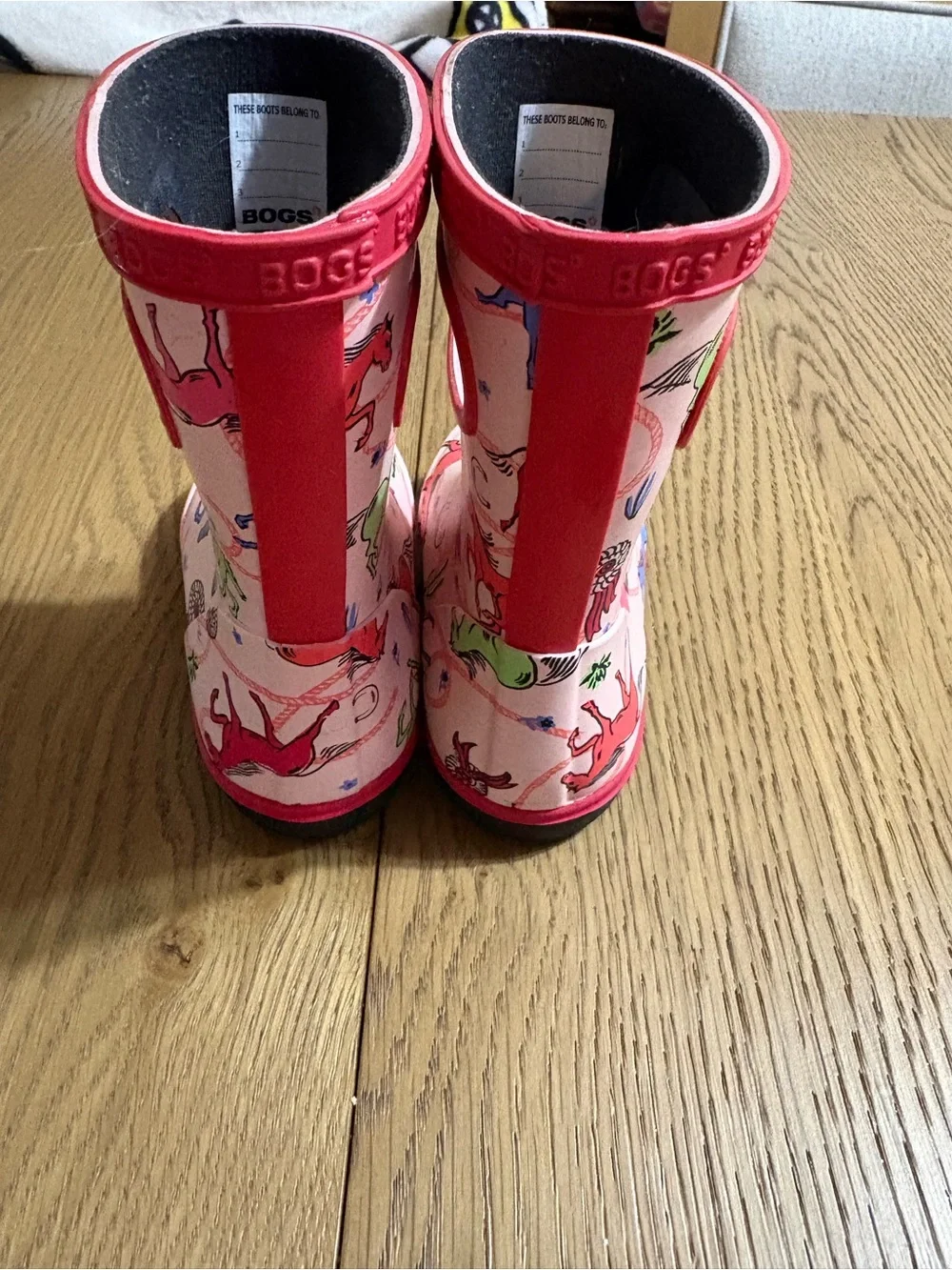 Bogs Pink Cowboy Horse Print Rain Boots